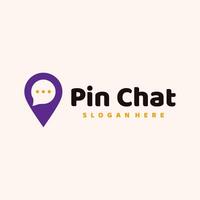 Pin with bubble chat icon logo design vector