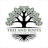 abstract tree with roots logo design template vector