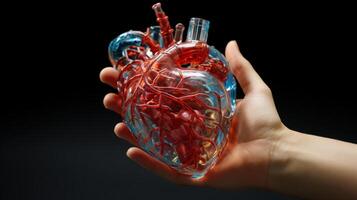 A 3D printed model of a heart. photo