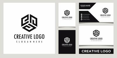 initials triple E letter with polygonal shape logo design template with business card design vector