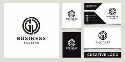 Initials Monogram GP Circular logo design template with business card design vector