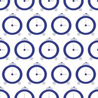 Simple blue alarm clock. Seamless pattern. illustration. vector