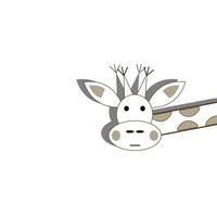 giraffe from the side. cute animal cartoon design. vector