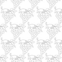 Grape branch with laza and leaves. Ripe bunch, juicy grape fruit. Doodle style. Seamless pattern. illustration. vector