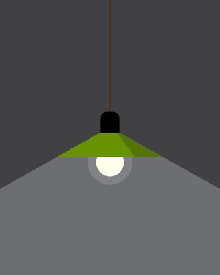 lamp post on dark background with spotlight.