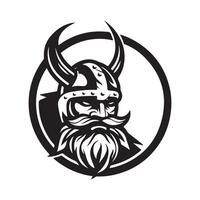 vikingo logo diseño en circulo aislado en blanco vector