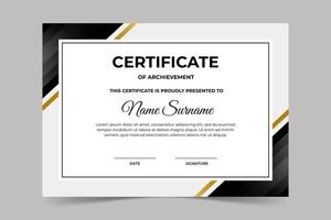 moderno elegante negro y oro certificado modelo. apreciación para negocio y educación. ilustración vector