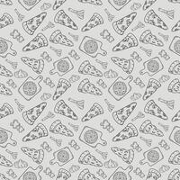 Hand Drawn Pizza Ingredients seamless pattern vector