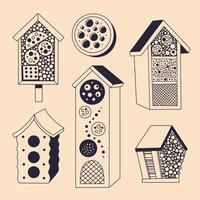 Insect bug hotel, DIY wood house with natural components. Home for garden useful pests vector