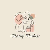 Beauty salon logo template. illustration of a beautiful woman face. vector