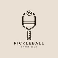 pickleball torneo línea Arte logo con emblema, ilustración minimalista diseño. vector