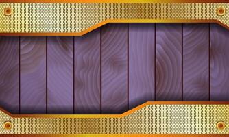 dorado de madera marco y púrpura antecedentes. vector