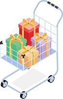 Shopping Cart Full of Gifts vector