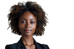Portrait of african american business woman on isolated transparent background png