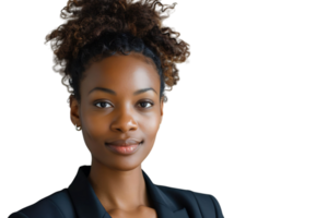 Portrait of african american business woman on isolated transparent background png