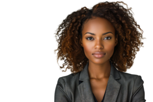 Portrait of african american business woman on isolated transparent background png