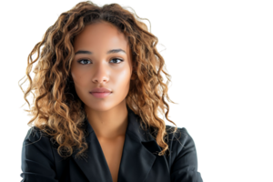 Portrait of african american business woman on isolated transparent background png