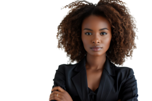 Portrait of african american business woman on isolated transparent background png