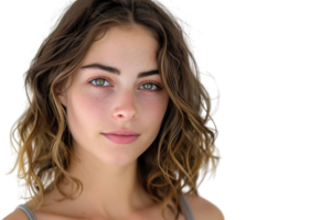 Pretty young woman at studio on isolated transparent background png