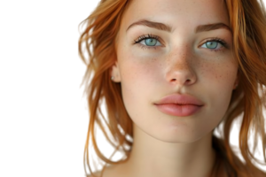 Pretty young woman at studio on isolated transparent background png