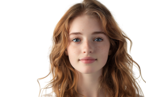 Pretty young woman at studio on isolated transparent background png