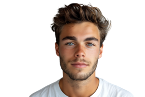 Portrait of handsome brunette man on isolated transparent background png