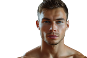 Portrait of handsome brunette man on isolated transparent background png