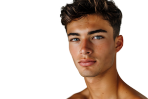 retrato de hermoso morena hombre en aislado transparente antecedentes png