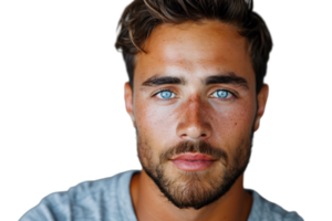 Portrait of handsome brunette man on isolated transparent background png