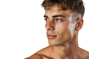 Portrait of handsome brunette man on isolated transparent background png