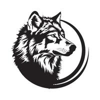 lobo diseño ilustración. lobo negro y blanco aislado en blanco vector