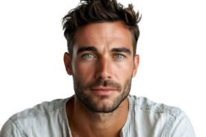 Portrait of handsome brunette man on isolated transparent background png