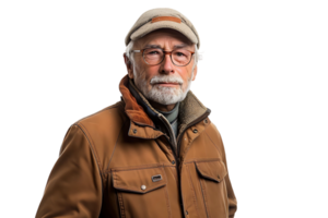 portrait of a senior man standing on isolated transparent background png