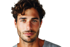 Portrait of handsome brunette man on isolated transparent background png