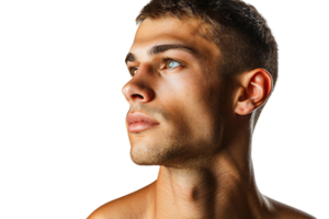 Portrait of handsome brunette man on isolated transparent background png