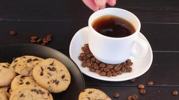 Coffee and cookies. Appetizing sweet homemade breakfast. video