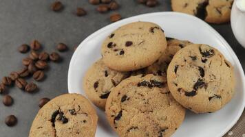 Cookies with chocolate. Appetizing homemade cookies. video