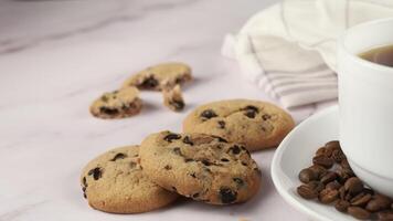 Homemade chocolate chip cookies with coffee video