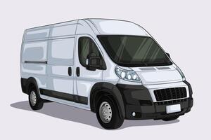 Hand drawn modern white van, suitable for transport or cargo delivery vector