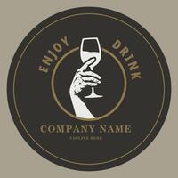 Wine logo template illustration design isolated on a black background. vector