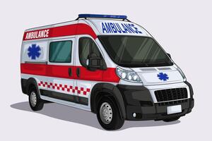 Hand drawn modern white van, Ambulance emergency car medical vehicle suitable for medical transport vector
