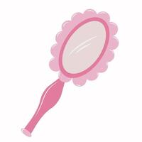 Pink trendy mirror in flat style, doll aesthetic. sketch illustration isolated on white background. Cute design elements. vector