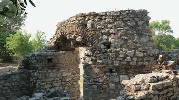 Butrint National Park, Buthrotum, Albania 05.03.2024 Butrint or Butrinto Ruins of the Great Basilica Triconch Palace at Butrint Life and death of ancient Roman house Historical medieval Venetian Tower video