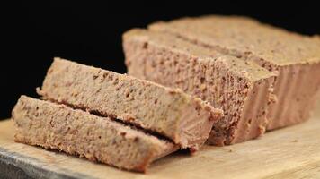 Liver pate on the kitchen board. video