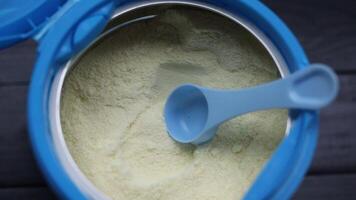 Protein in a jar. Sports nutrition powder and spoon. video