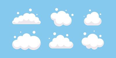 Set of abstract white cloud icons vector