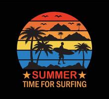 Summer Time For Surfing T Shirt Design vector