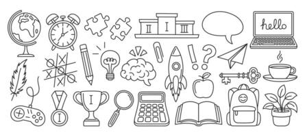 Design element, graphic symbols, educational icons hand drawn in doodle sketch style. illustration vector