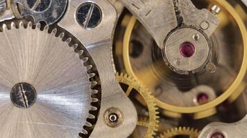 Clockwork close up. The clock mechanism close-up. Old Clock Watch Mechanism video