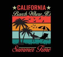 California baech sus verano t camisa diseño vector